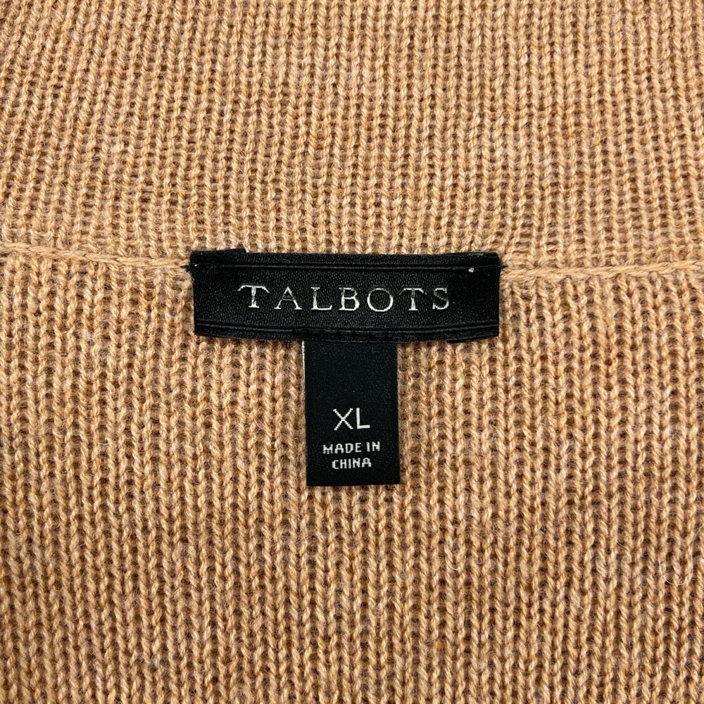 TALBOTS Sweater XL Cardigan Notch Collar Blazer Knit Lambs Wool Blend Camel - Picture 5 of 13